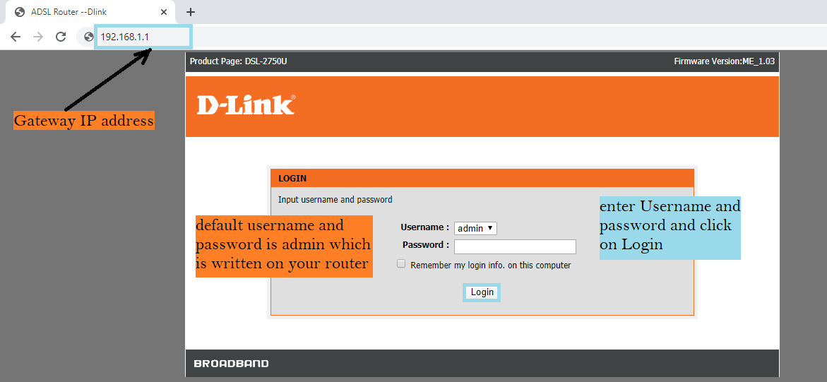 How to access dlink router page